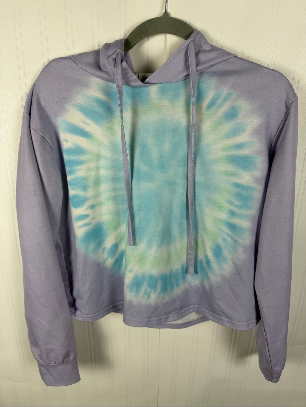 Lavender Tie-Dye Hooded Sweatshirt with Aqua Burst